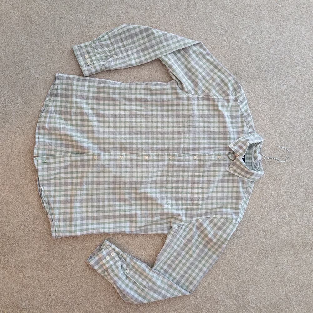 johnnie-O Green and White Checkered Shirt